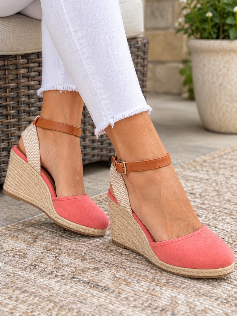 Style & Co Pink Espadrille Wedge Sandals Size 9.5 NIB